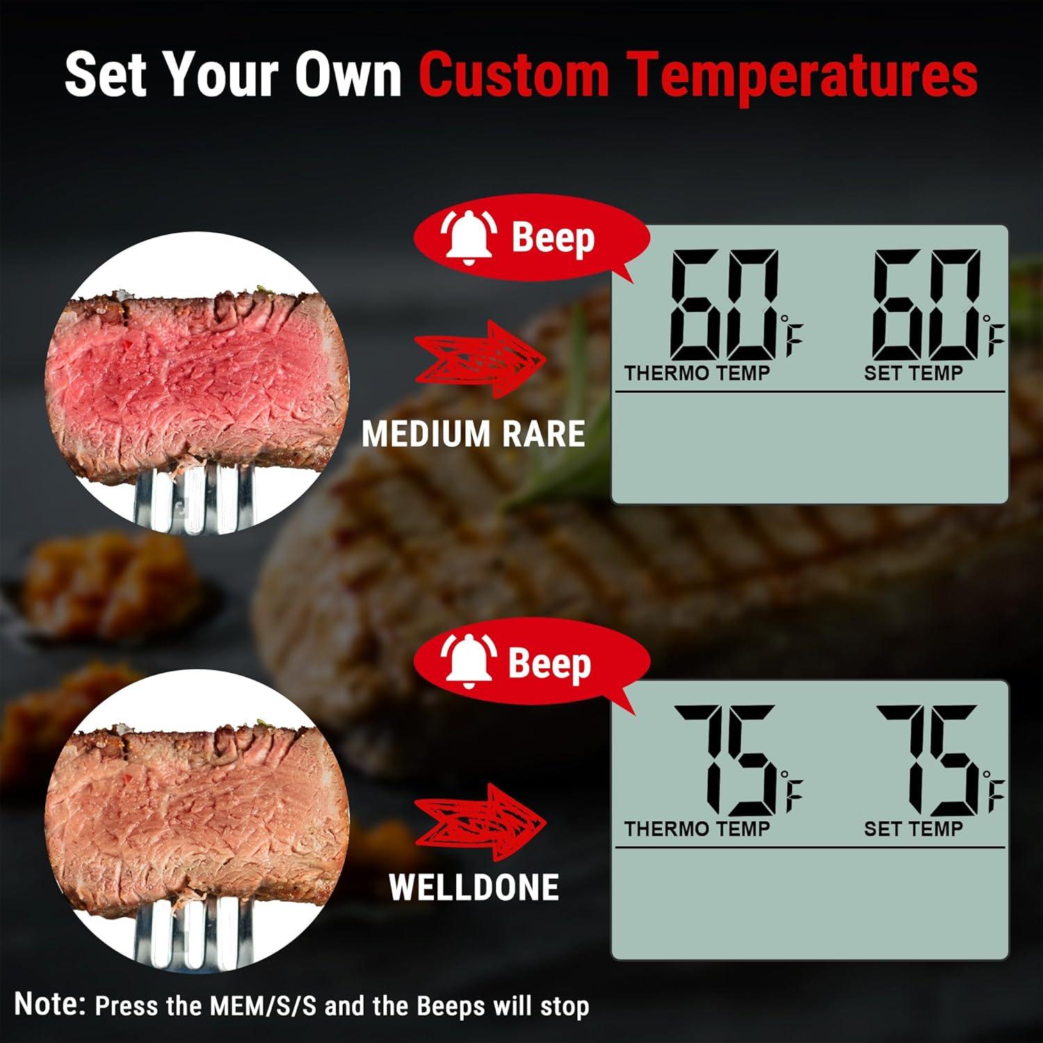 ThermoPro TP16SW Digital Meat Thermometer for Cooking and Grilling, BBQ Food Thermometer with Backlight and Kitchen Timer, Grill Temperature Probe Thermometer for Smoker, Barbecue, Oven, Cookware