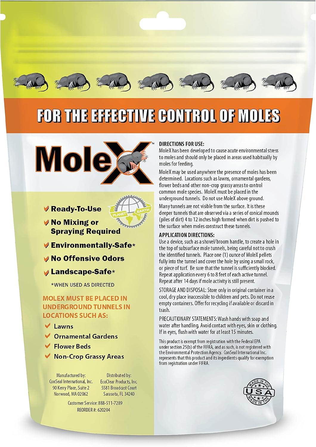 MoleX, Safely Eliminate All Species of Moles - 8oz Bag EcoClear Products 620204-6D