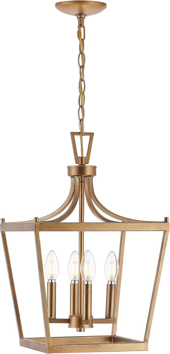 SAFAVIEH Nichi 4 Light Industrial Pendant, Gold Painted