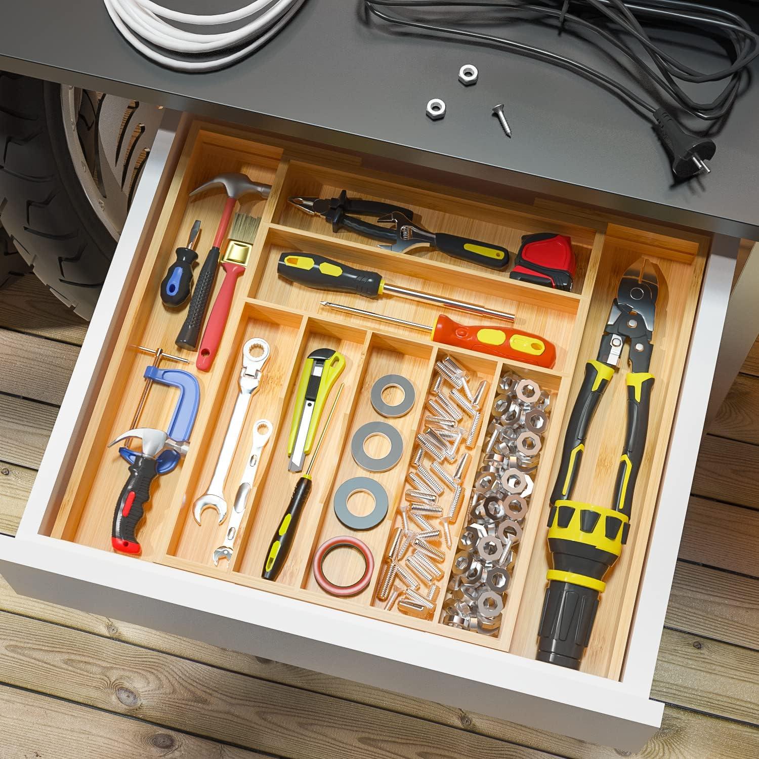 Expandable Bamboo Adjustable Kitchen Drawer Organizer