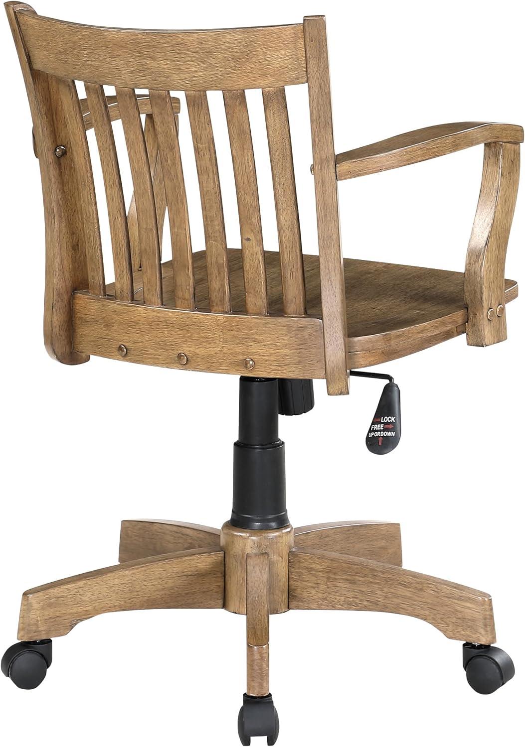 OSP Home Furnishings Deluxe Wood Bankers Chair with Wood Seat in Espresso Wood Finish