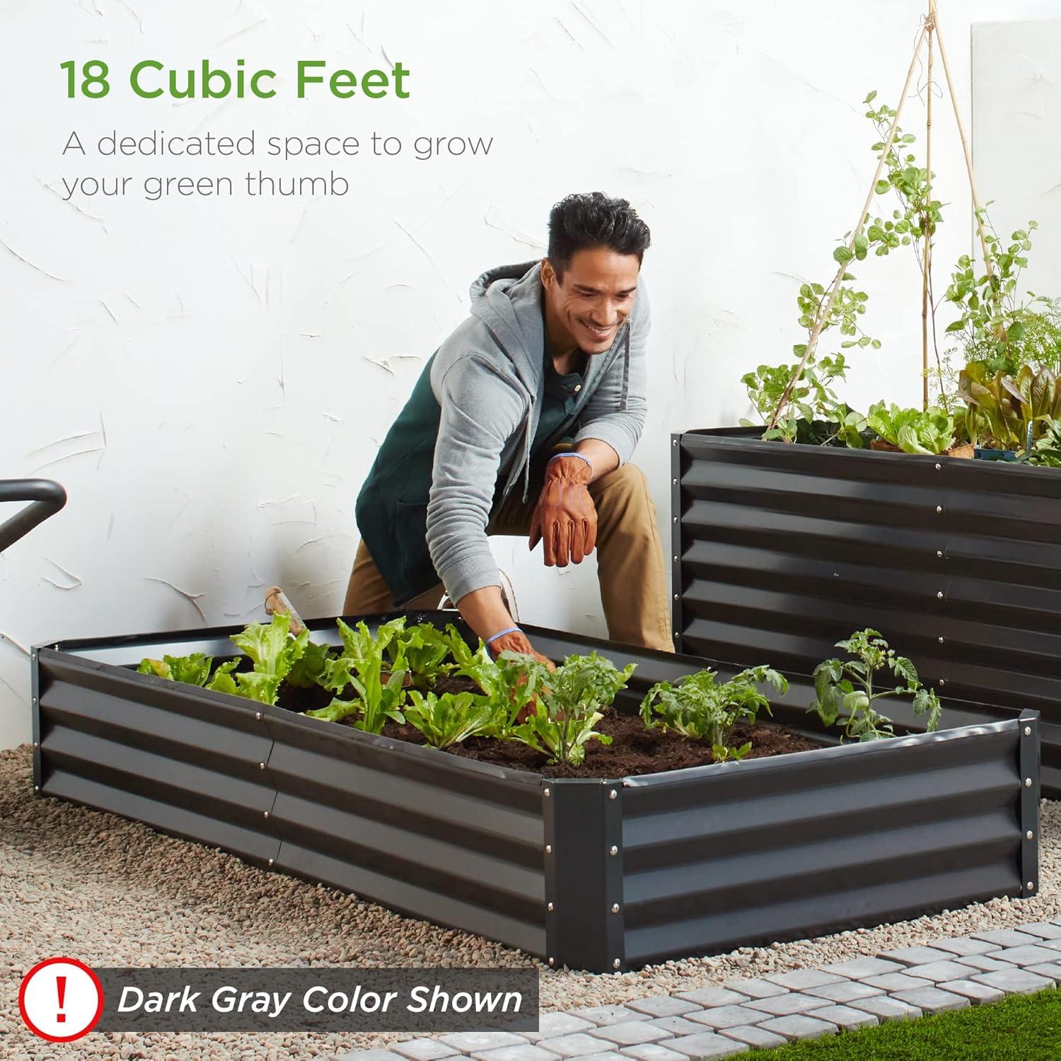 Best Choice Products 6x3x1ft Outdoor Metal Raised Garden Bed for Vegetables, Flowers, Herbs, Plants - Silver