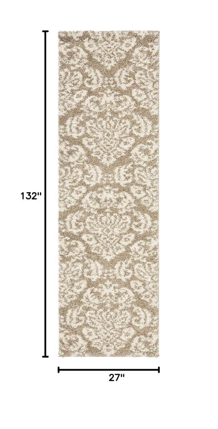 Florida Shag SG460 Power Loomed Indoor Runner Rug - Beige/Cream - 2'3"x11' - Safavieh