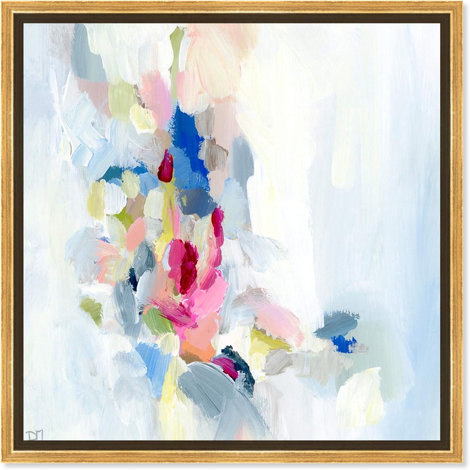 Mi Alegria Abstract Canvas Print with Gold Frame