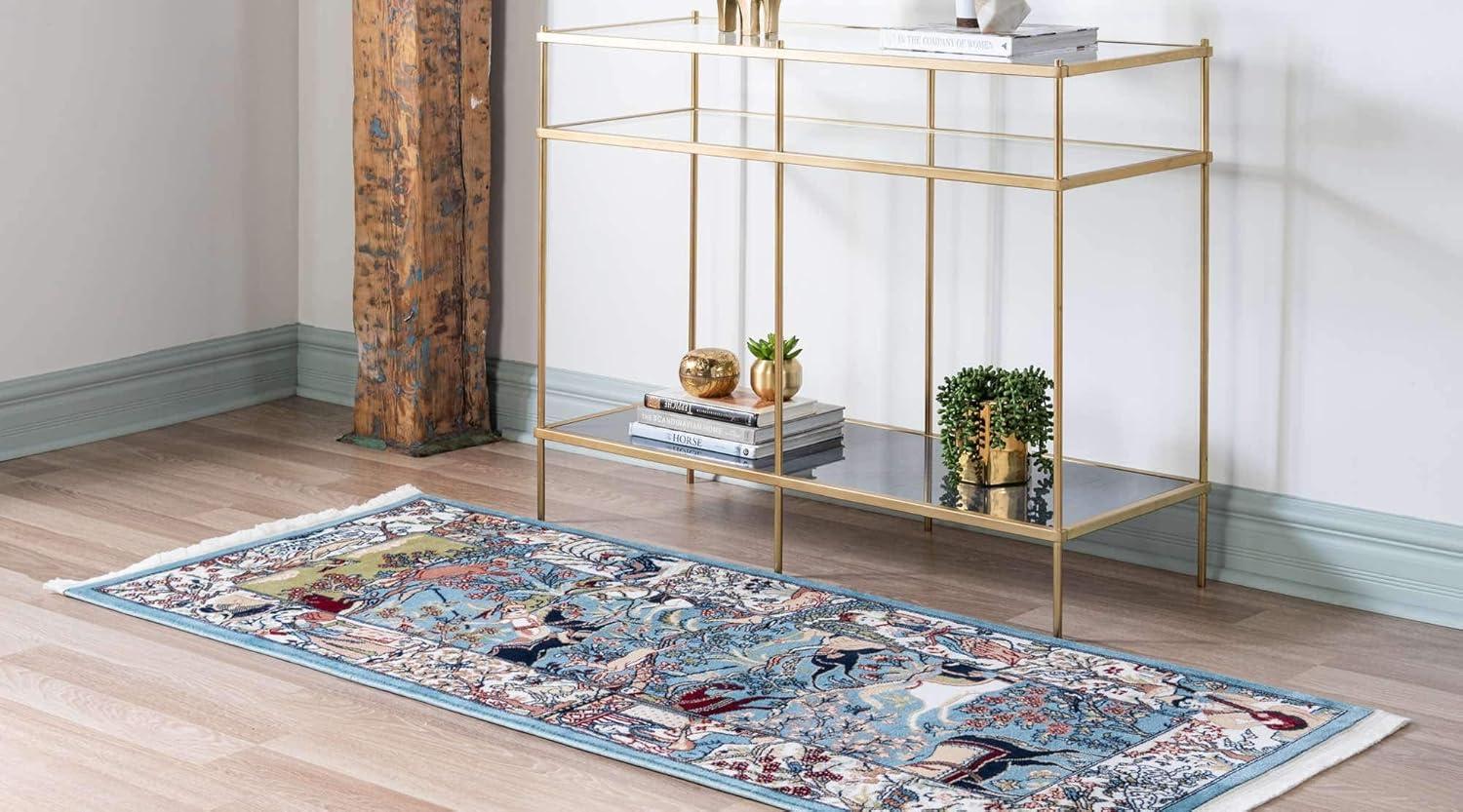 Unique Loom Narenj Birmingham Area Rug ,Blue ,3'x13'
