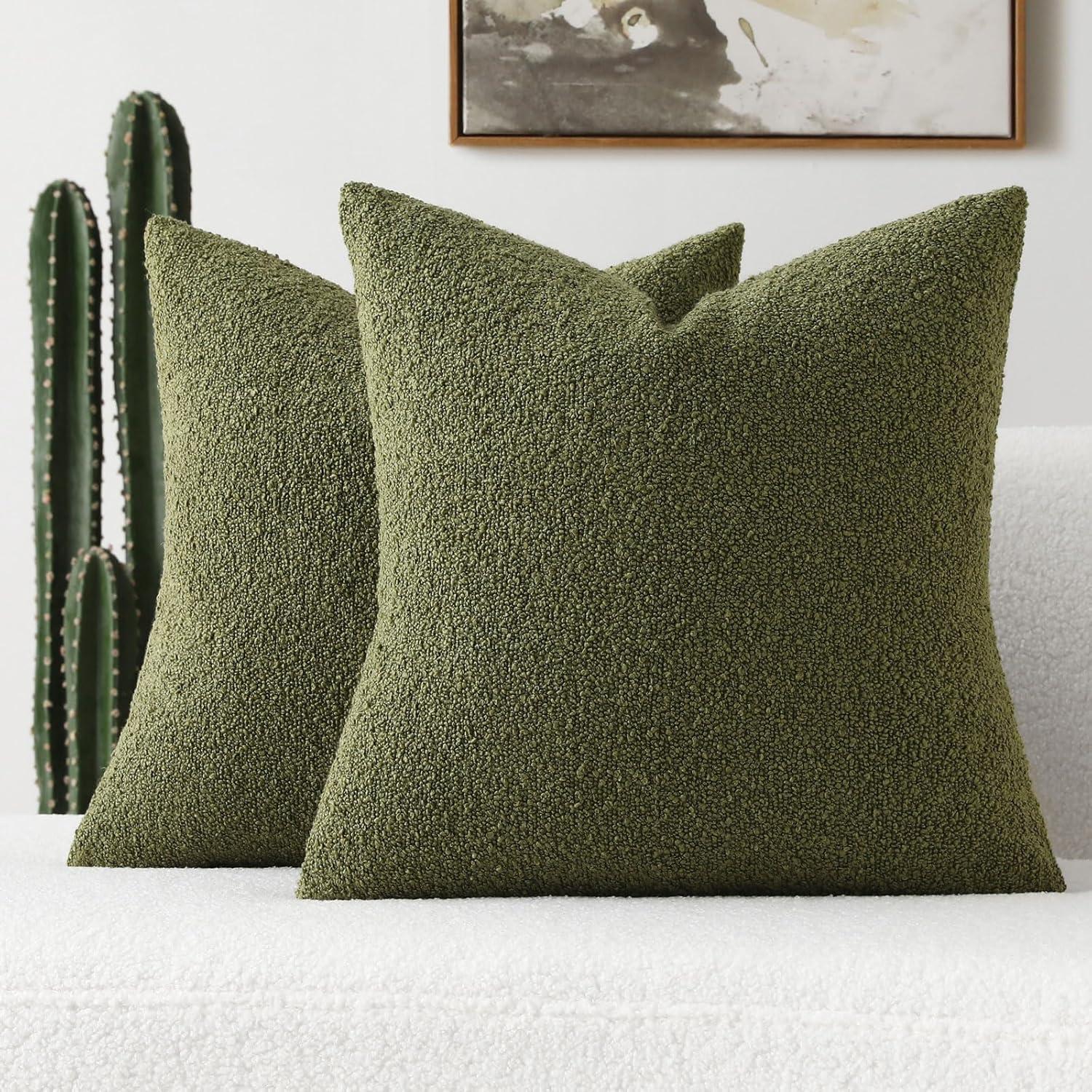 Moss Green Chenille 18x18 Inch Decorative Pillow Covers