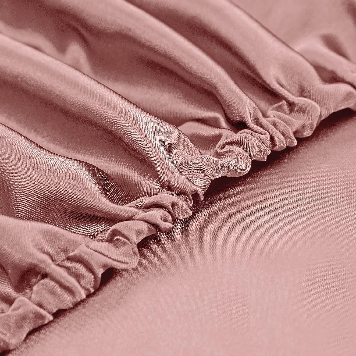 Blush Pink Queen Satin Deep Pocket Bed Sheet Set