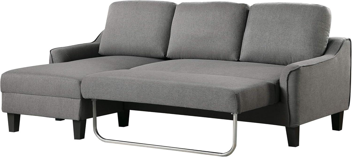 Twin Gray Fabric Sleeper Sectional with Metal Legs & Pillow-top Arm