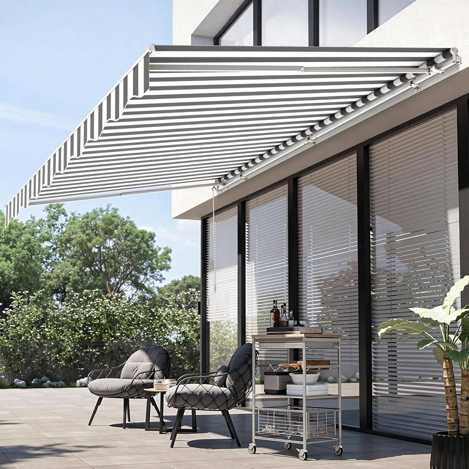 MCombo Manual Retractable Patio Door/Window Awning, Sunshade Shelter Outdoor Canopy