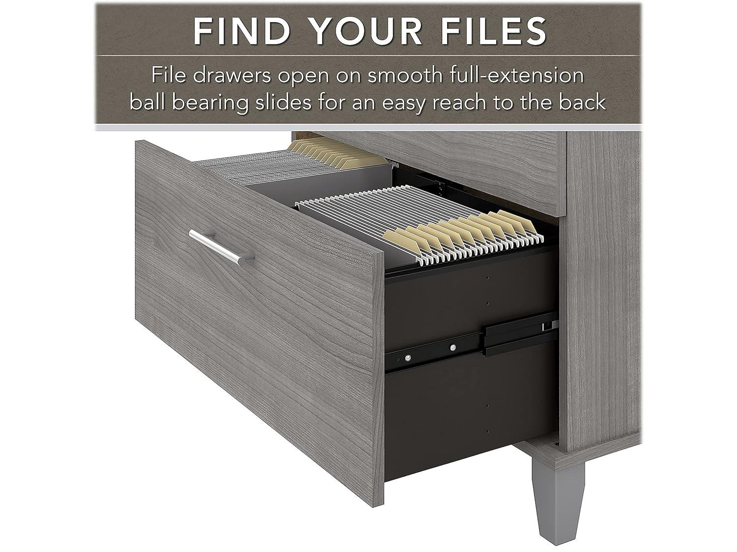 Bush Furniture Somerset Lateral File Cabinet, 2 Drawer, Platinum Gray