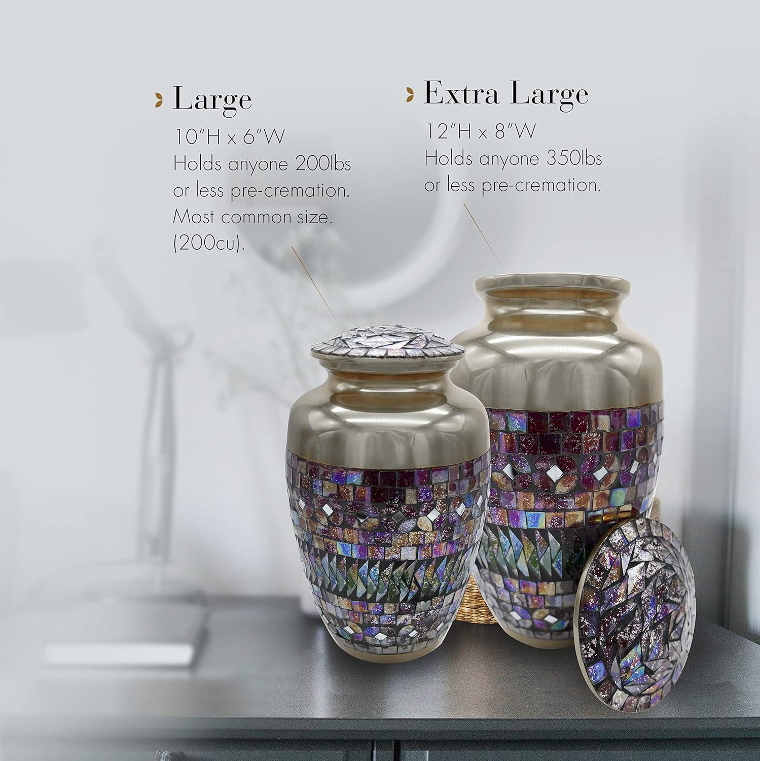 Cracked Glass Mosaic - Cremation Urns for Human Ashes Adult Urns for Cremation Ashes Urns for Adult Cremation Ashes Urns for Ashes Cremation Urns for Human Ashes Adult 200 Cubic Inches Large