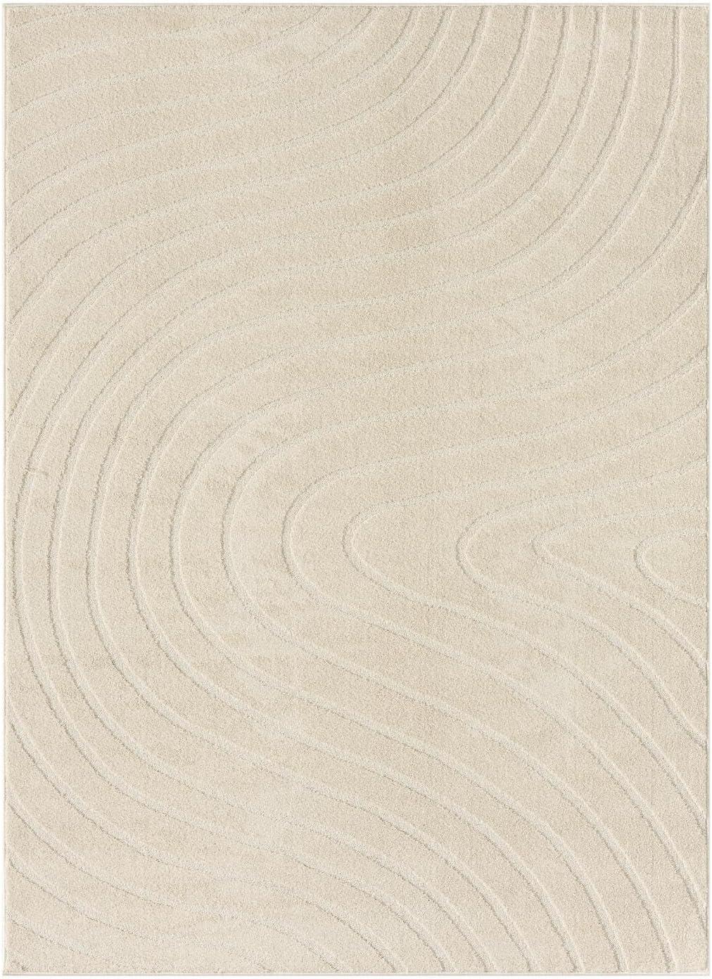 Luxe Weavers Modern Floral Indoor Cream 8x10 Area Rug