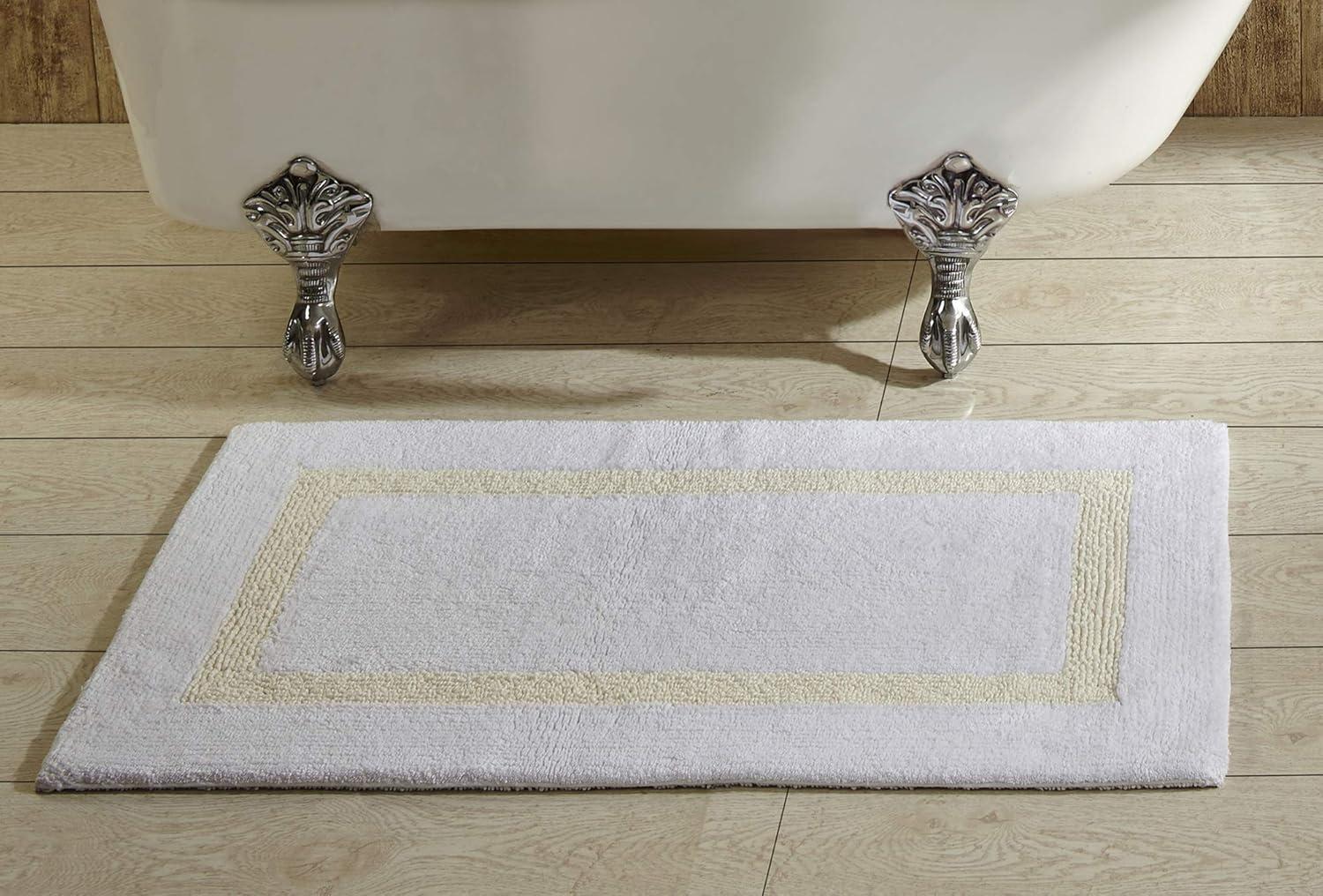 Better Trends Hotel 100% Cotton Tufted Two Tone Reversible Bath Rug 24" x 40" Rectangle - White/Ivory