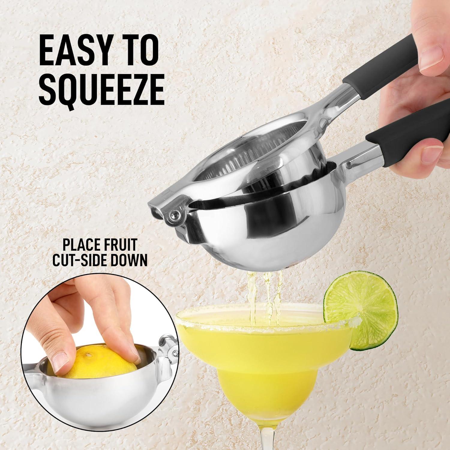 Unique Bargains Stainless Steel Lemon Citrus Manual Hand Squeezer  with Non-Slip Grip Handle Black
