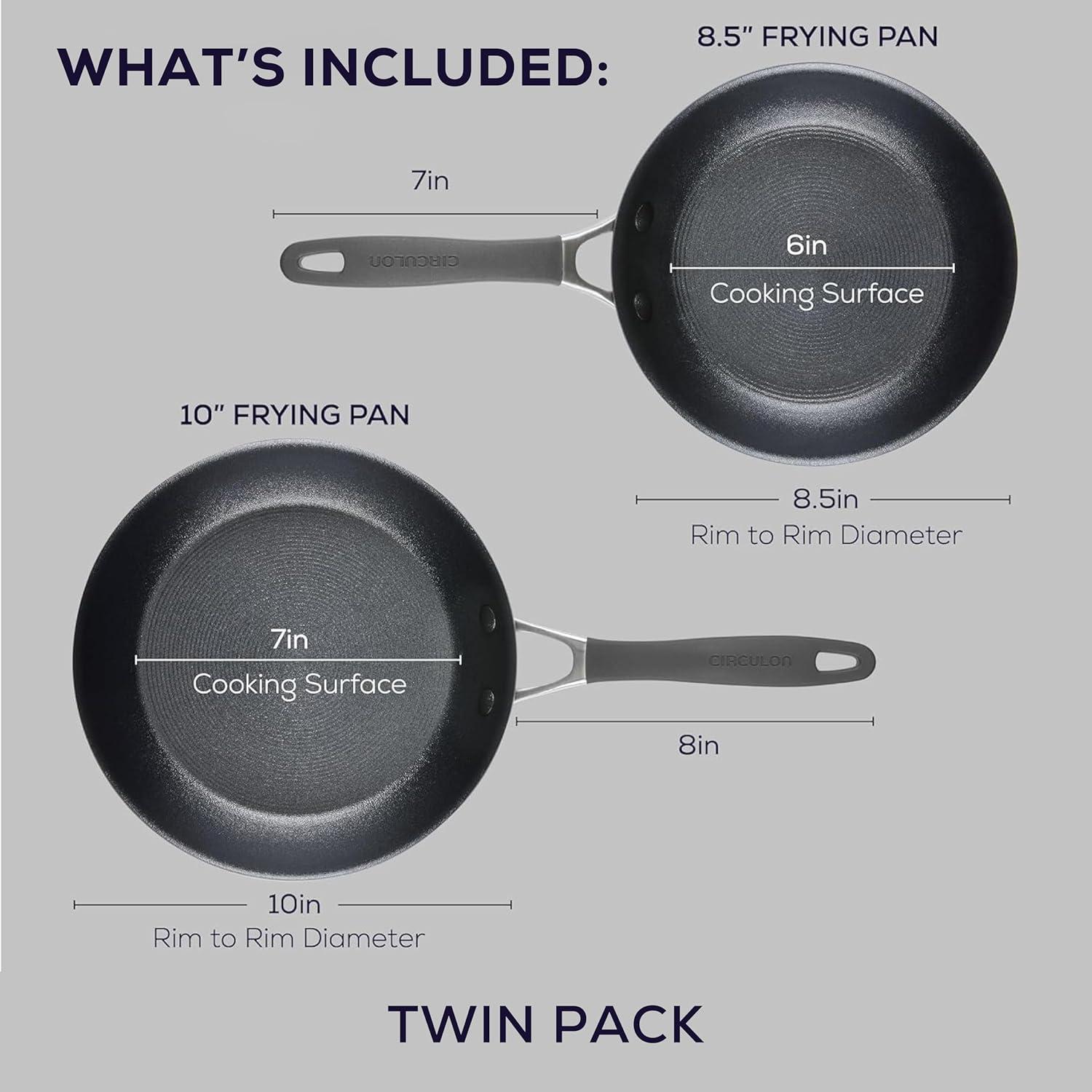 Graphite Stainless Steel Nonstick Induction Fry Pan Set, 2 Piece