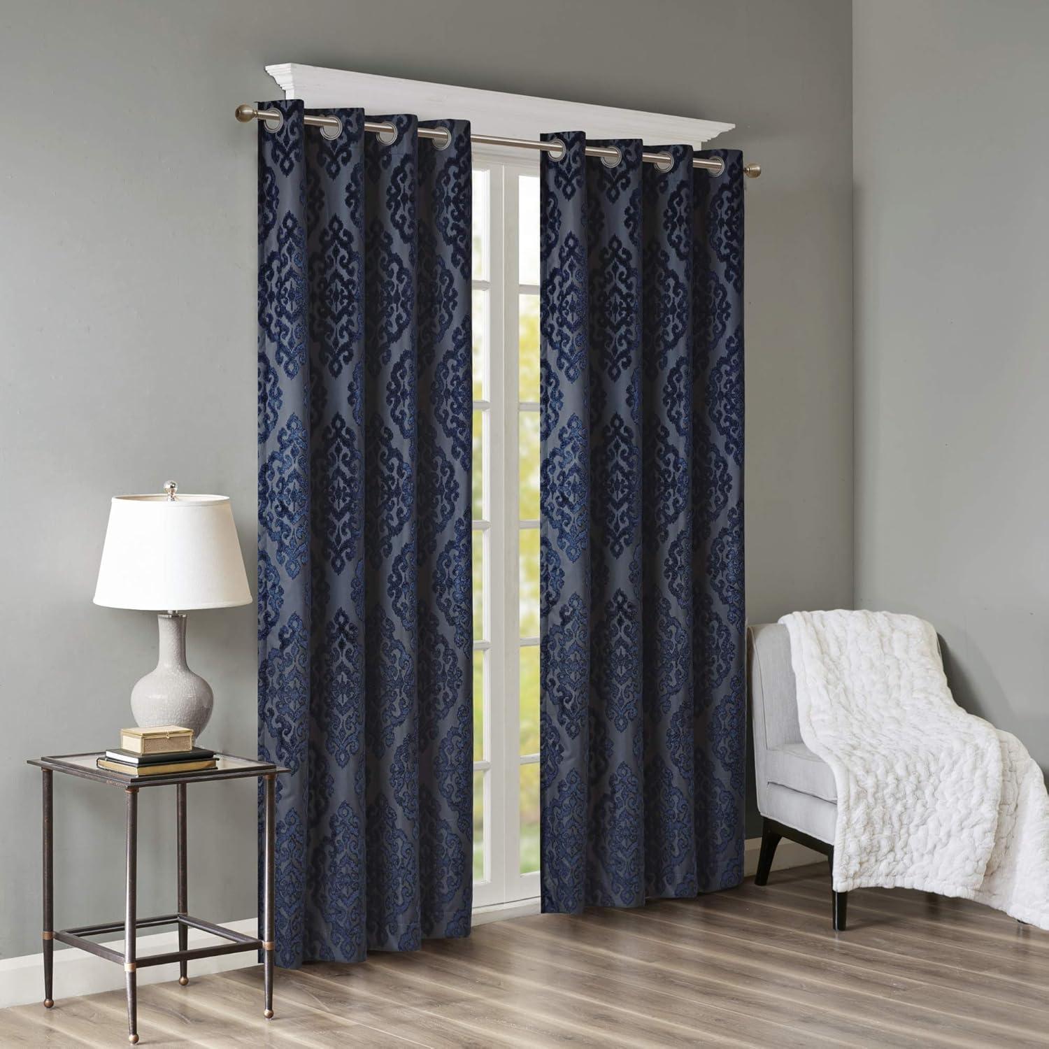 Navy Polyester Blackout Grommet Top Curtain Panel, 50 x 108 in