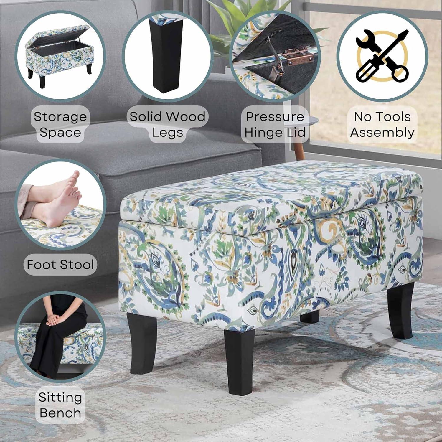 Convenience Concepts Designs4Comfort Winslow Storage Ottoman, Paisley Fabric