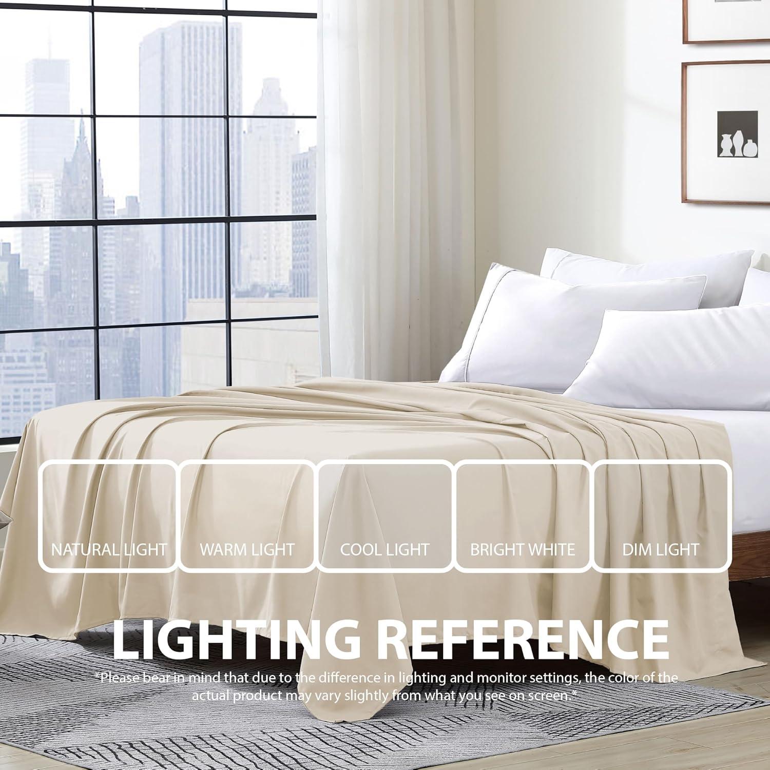 Swift Home | 1-Piece Microfiber Flat Sheet Cream Queen