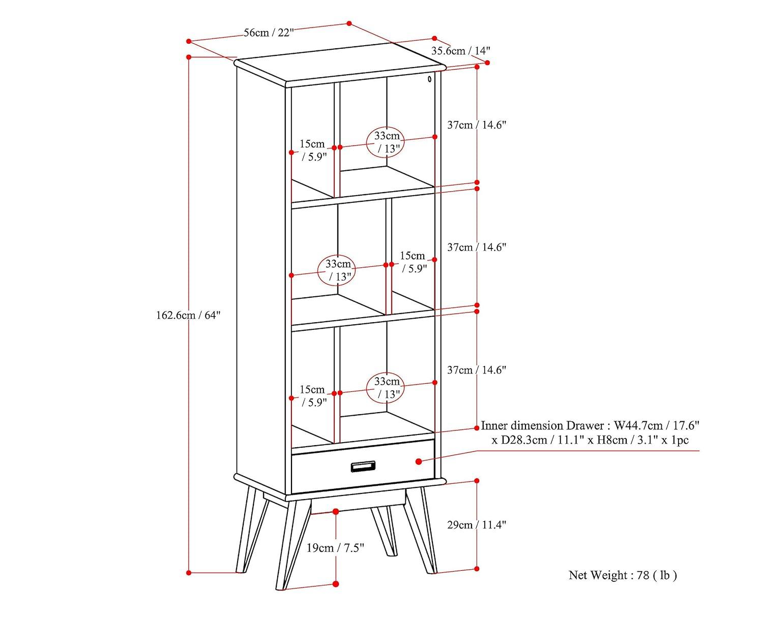 Simpli Home Draper Storage Bookcase