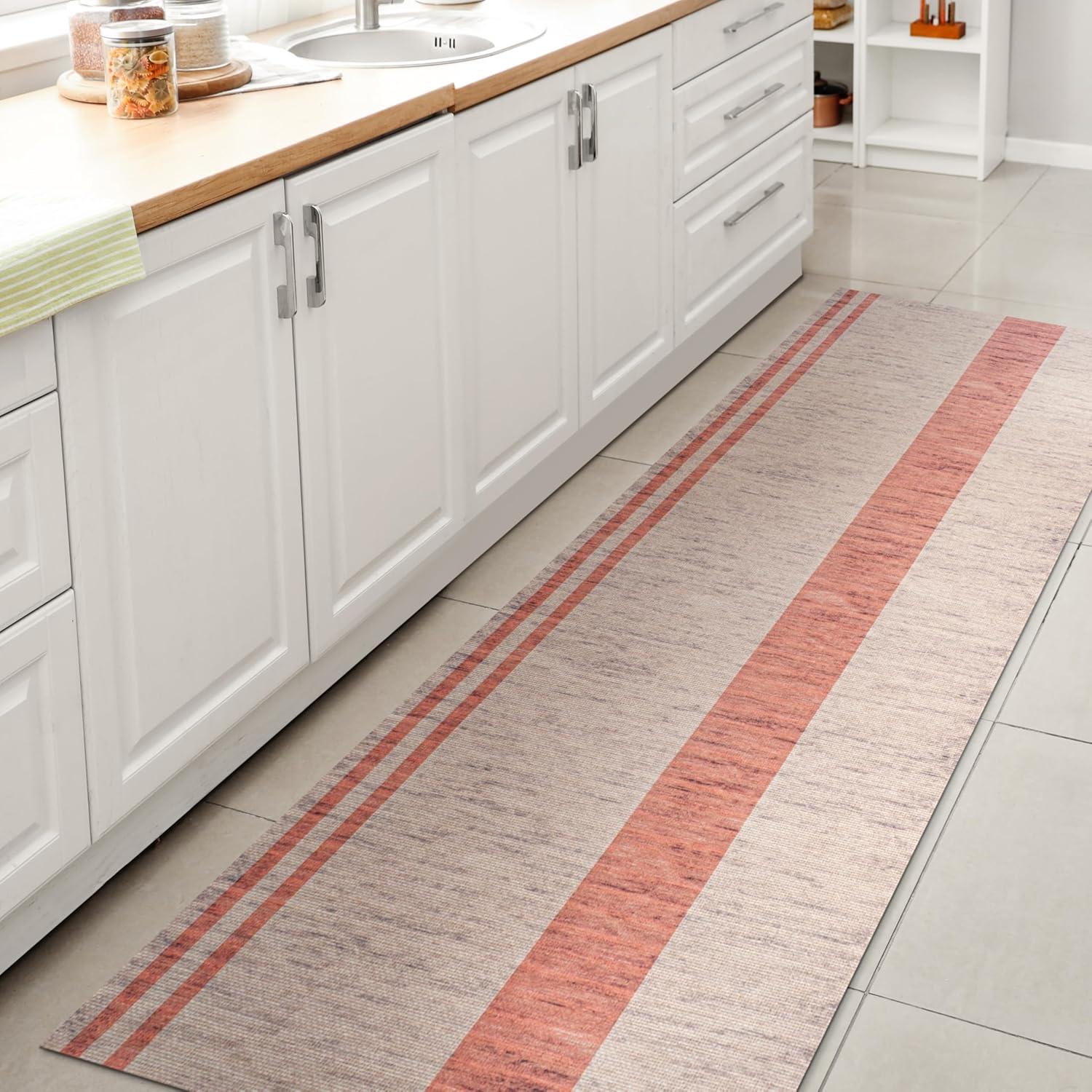 Raita Modern Distressed Stripe Machine-Washable Area Rug - JONATHAN Y