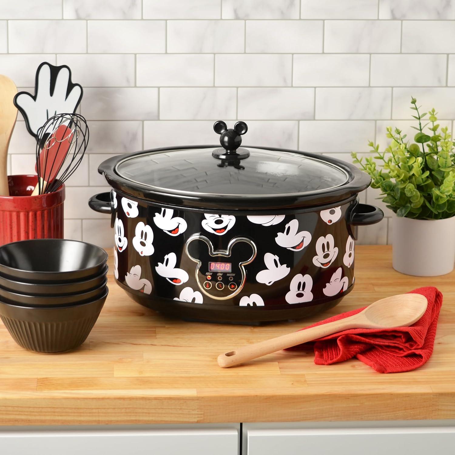 Mickey Mouse Black Digital Slow Cooker with Timer, 7 Quarts