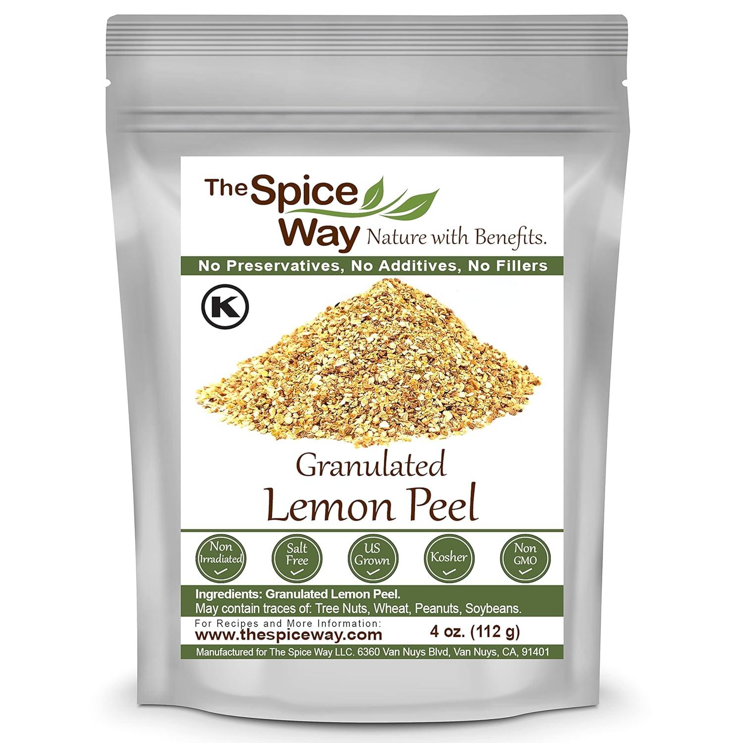 The Spice Way Lemon Peel Granules-European Middle Eastern Asian and American Cuisine-All Natural-4oz