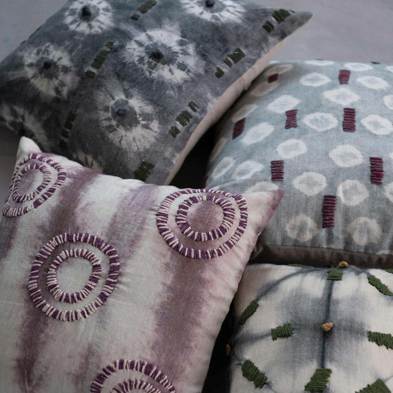 Creative Co-Op Tie Dye Textiles Embroidered Cover Front: 100% Linen, Back: 100% Cotton Pillow Cover