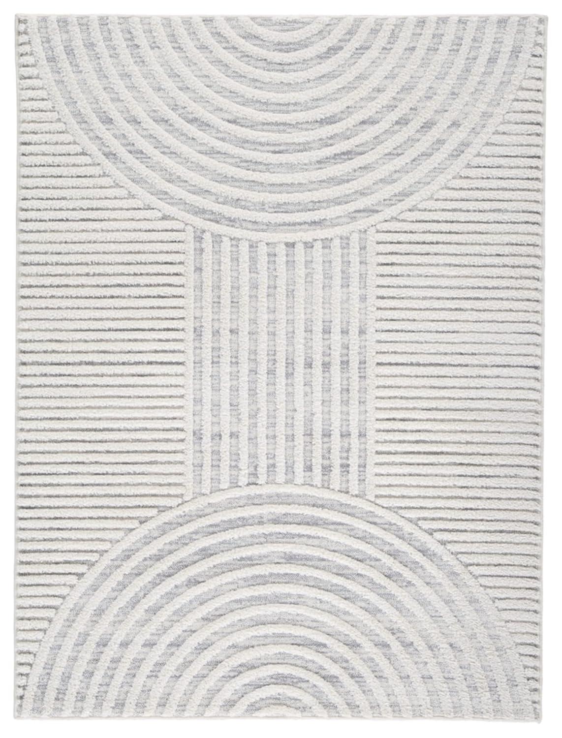 Signature Design by Ashley Lambworth Contemporary 7'10" x 10' Machine Woven High-Low Texture Designed Large Area Rug, High Pile, White & Gray