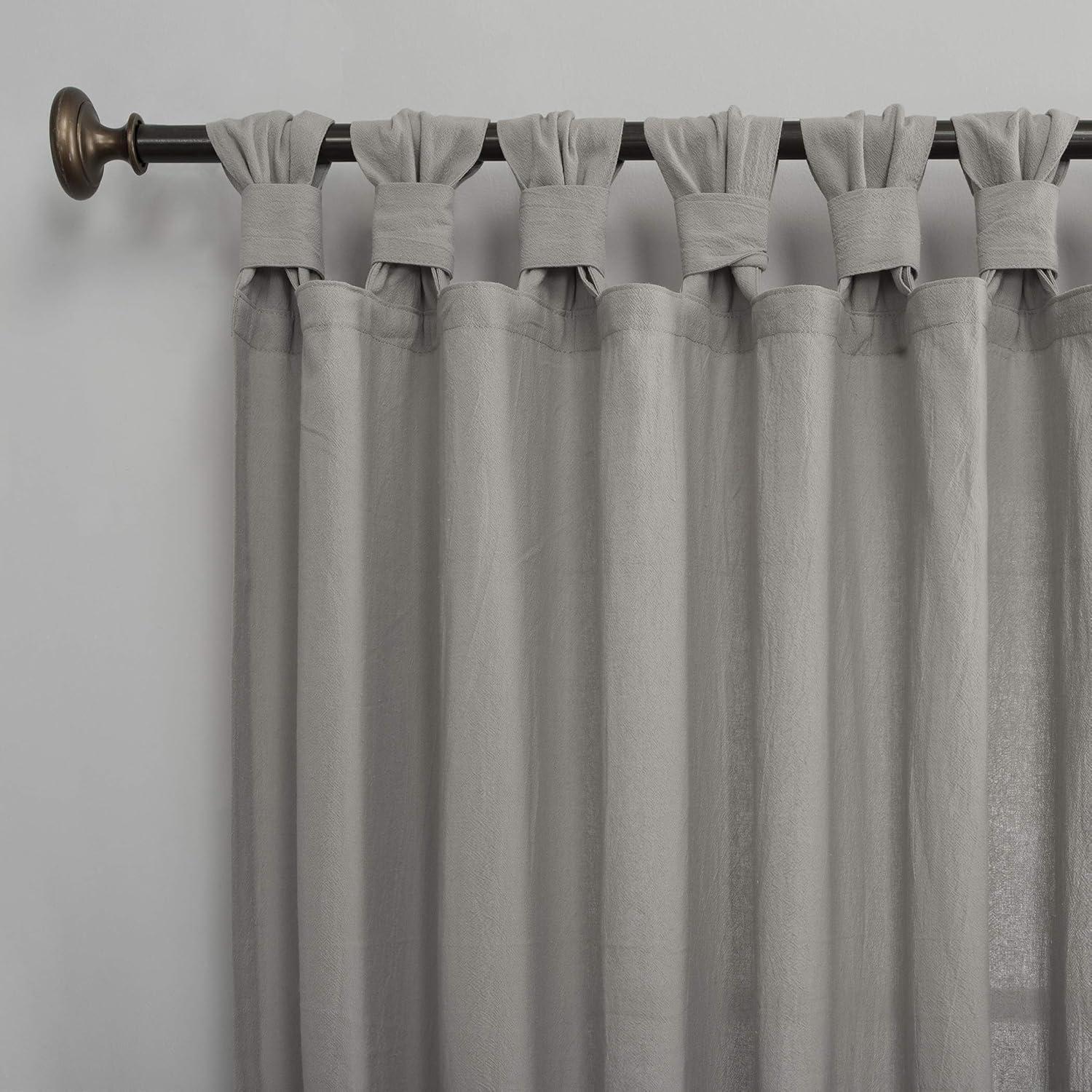 52"X84" Archaeo Light Filtering Outdoor Washed Cotton Twist Tab Curtain Panel Silver Gray: Window Curtains