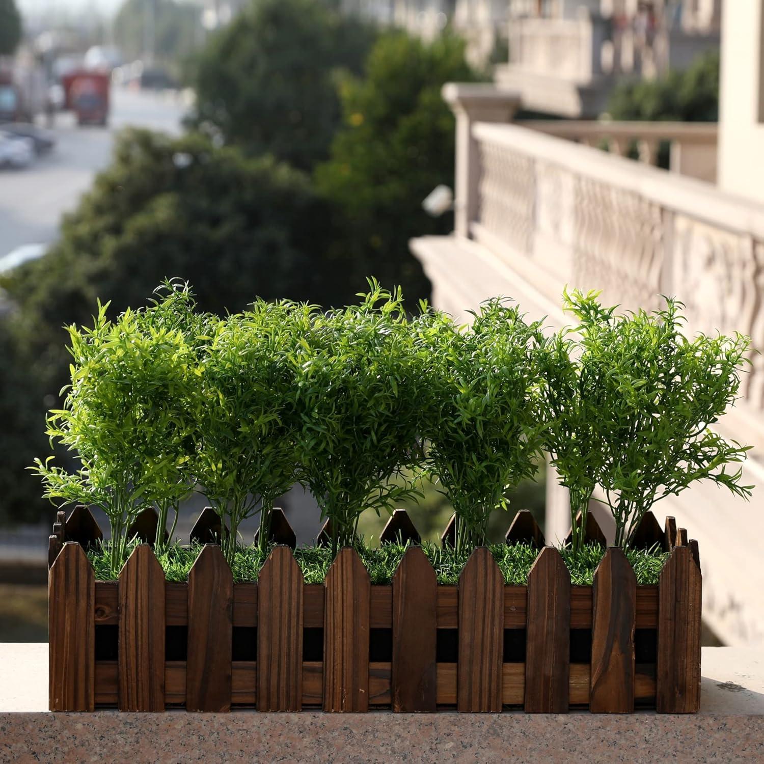 Asparagus Artificial Plants Real Touch Plastic Bush Greenery Faux Shrubs - 10pcs Bulk (Dark Green)
