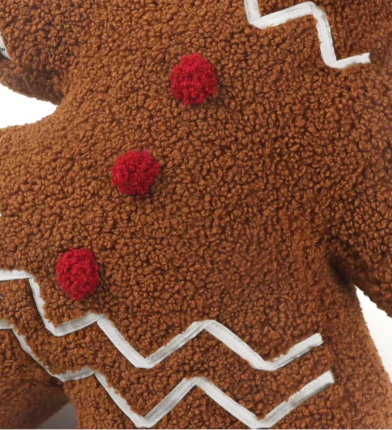 Christmas Decoration Cute Plush Sherpa Gingerbread Girl Cushion Pillow with Filling Soft Comfort Plush Home Decor Pillows
