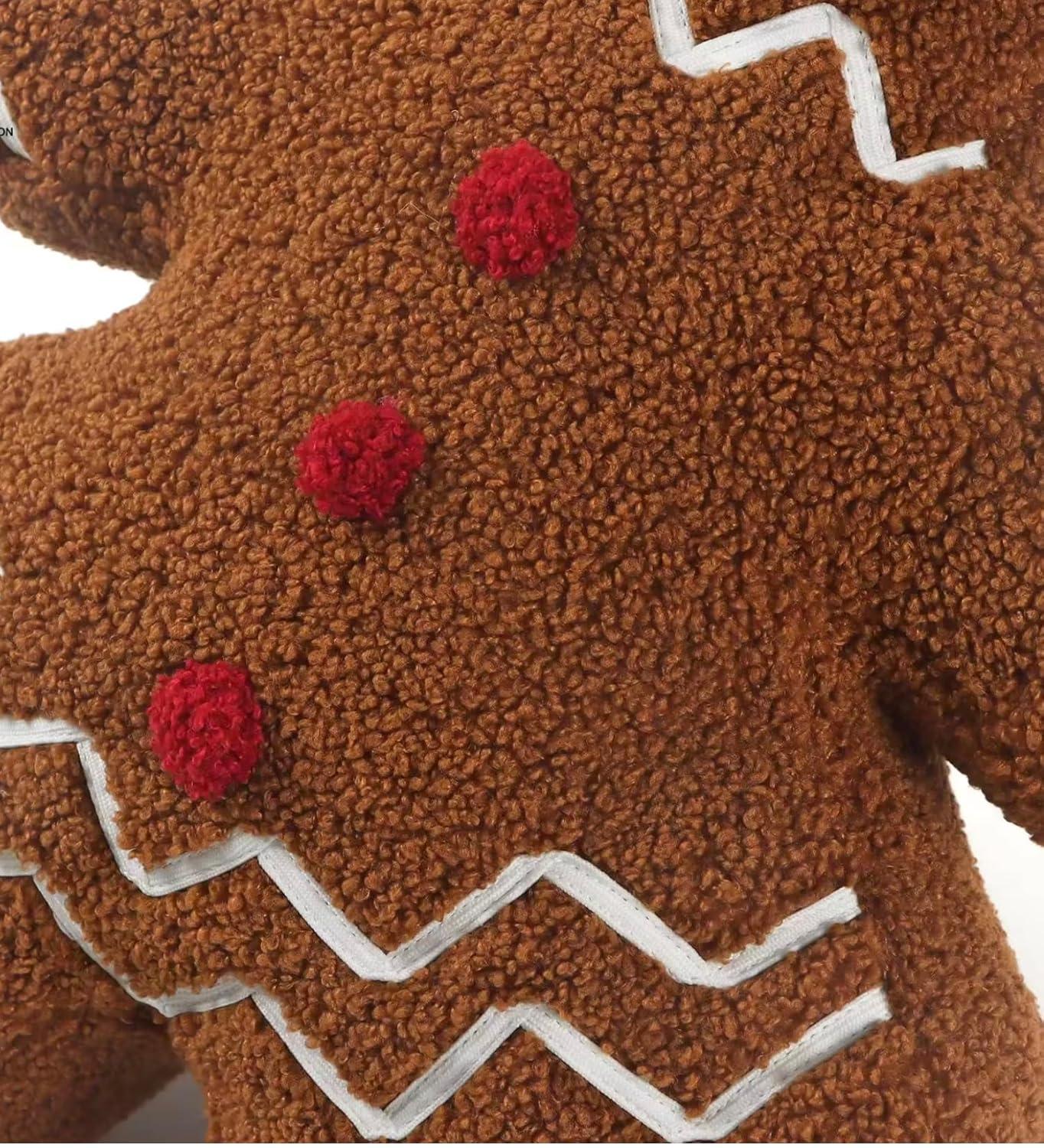 Christmas Decoration Cute Plush Sherpa Gingerbread Girl Cushion Pillow with Filling Soft Comfort Plush Home Decor Pillows