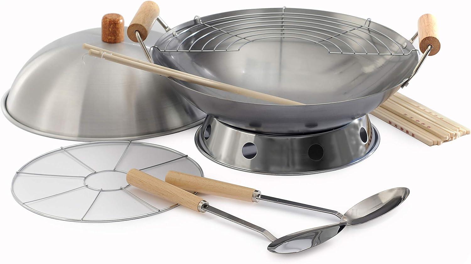 Tyslan 10-Piece Wok Set, Silver, 14 inch