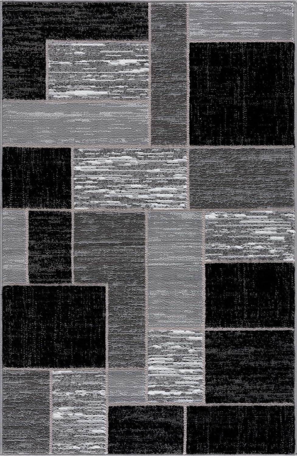 L'Baiet Verena Geometric Area Rug Black Grey 4' x 6' Medium Area Rugs Carpet for Living Room, Bedroom, Dining Table, Office, Hallway, Foyer | Neutral Colorful Modern Abstract Home Decor