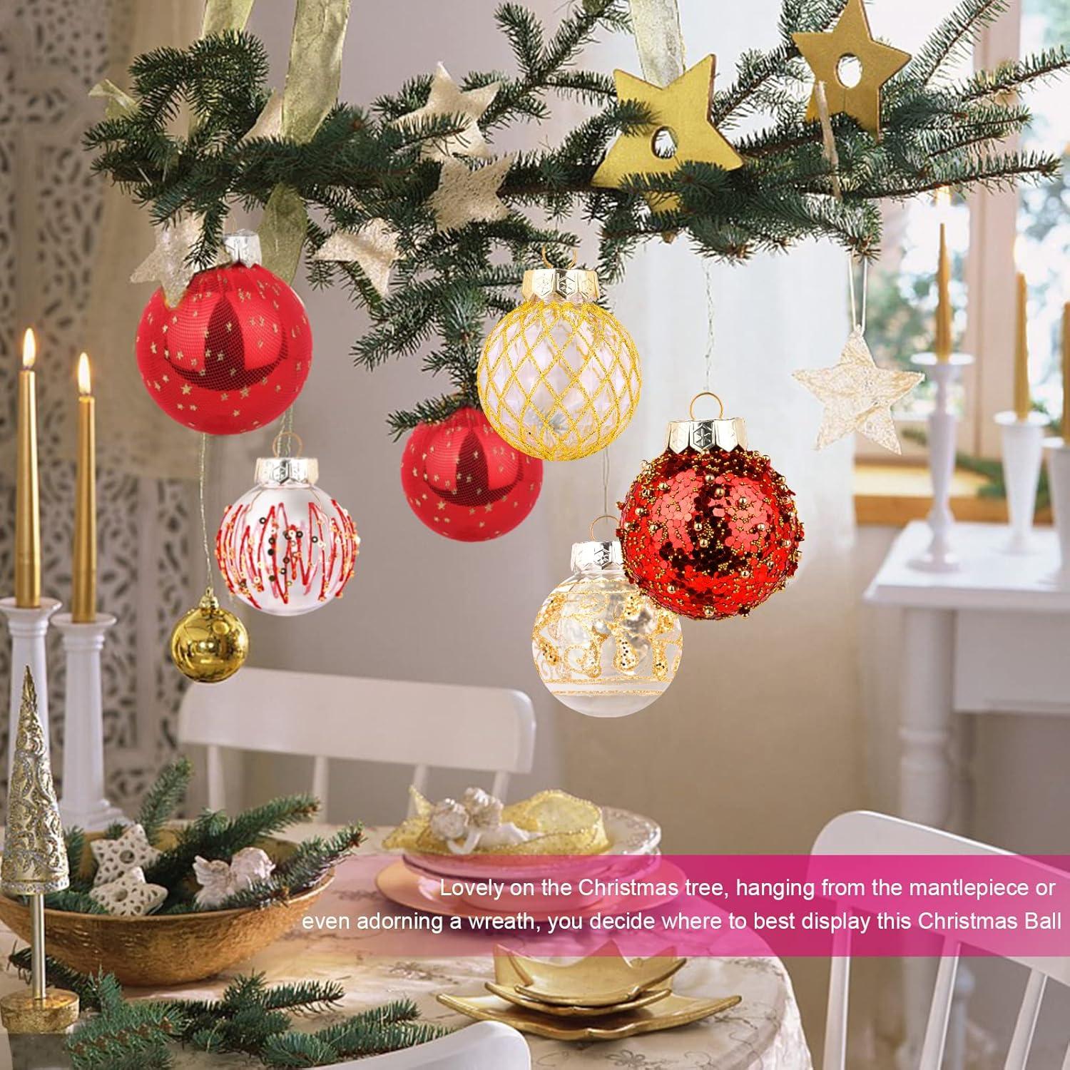 Christmas JoyMoreHome 25Pcs Christmas Tree Ball Ornaments 2.36" Red White Shatterproof Hanging Christmas Ball Ornaments for Xmas New Year Birthday Home Party Supplies