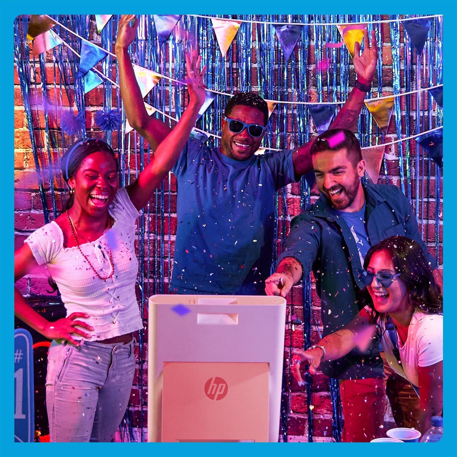 HP Sprocket Photobooth 3" x 4" Color Photo Printer with Touch Screen, LED Ring Light, Wi-Fi & More! - White