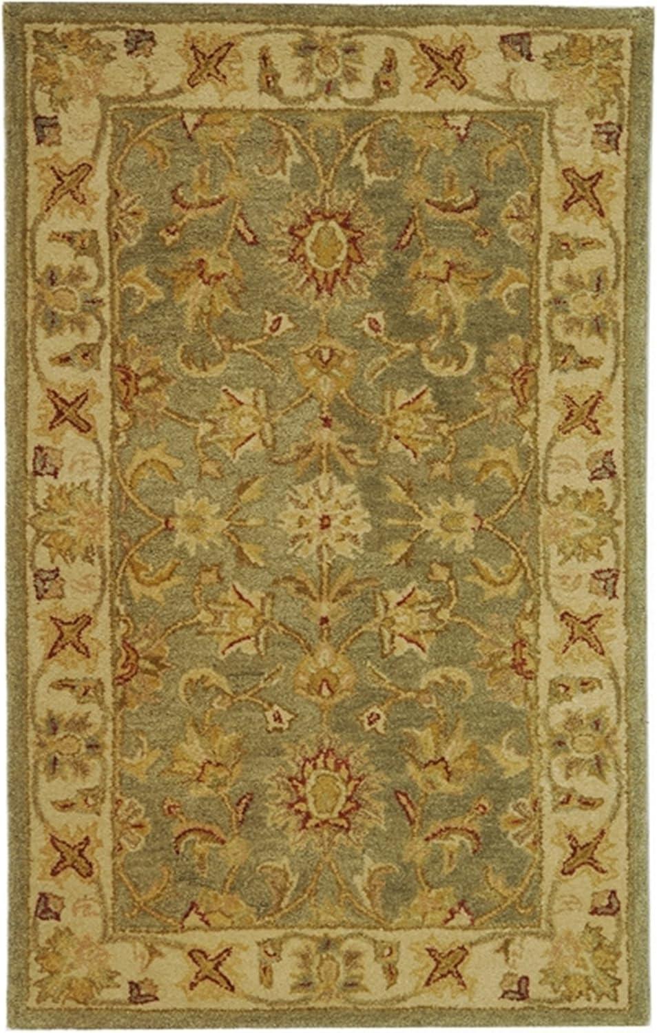 Elegant Antiquity Green & Gold Hand-Tufted Wool Rug 11' x 15'