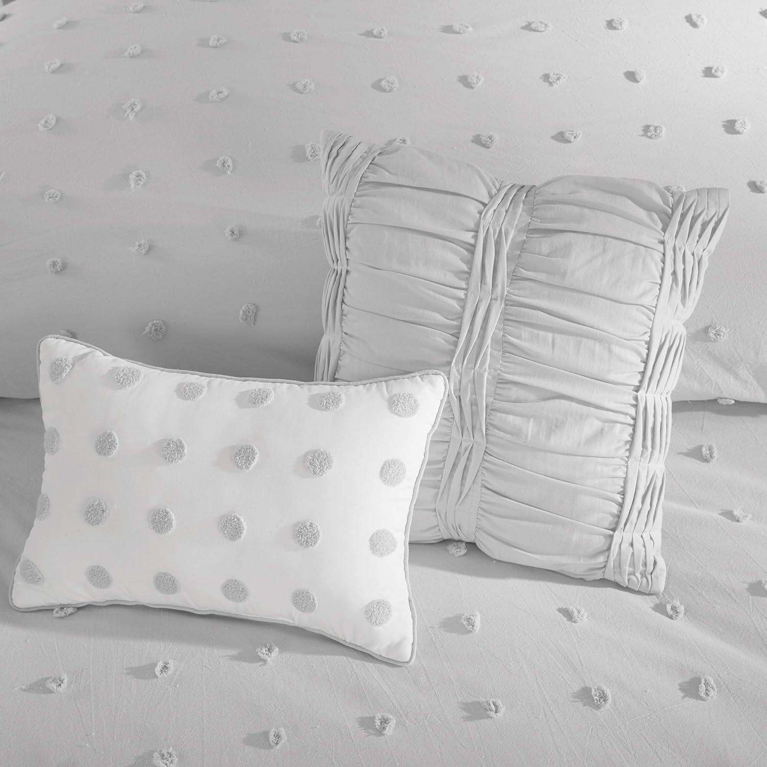 Brooklyn Cotton Jacquard Duvet Cover Set with Euro Shams and Throw Pillows