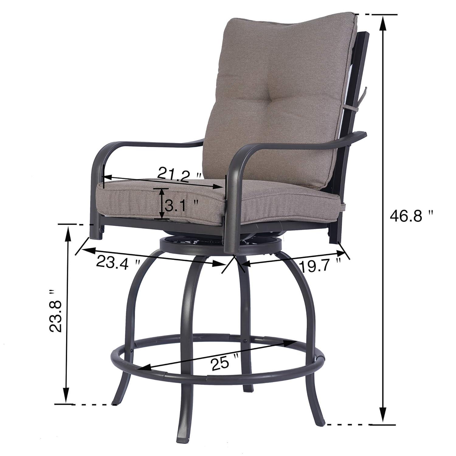 Beige Cushioned Swivel Counter Height Dining Chairs, Set of 2