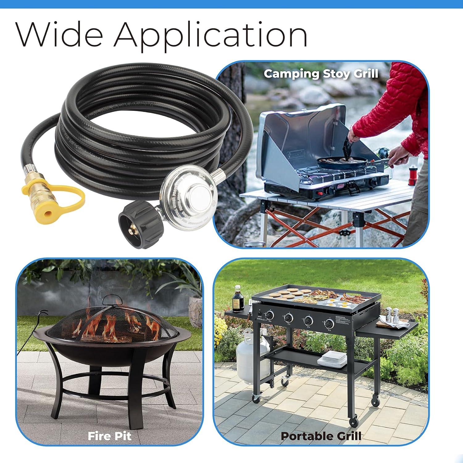 F271803 12ft Propane Heater Adapter Hose with Regulator,for Heater Big Buddy Indoor Outdoor Heater,3/8 inch Female Quick Connect x QCC1 Propane Tank Connection