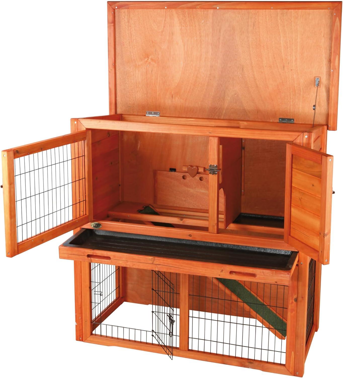 TRIXIE TRIXIE 2-Story Cabin Rabbit Hutch with Run, Ramp, Attic Storage, for Rabbits or Guinea Pigs