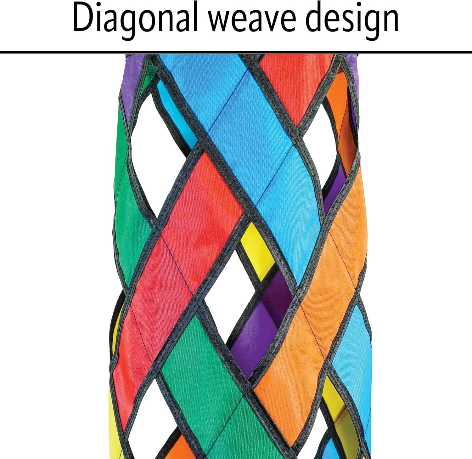 In the Breeze 5209 — Fiesta Diagonal Weave 40-inch Windsock — Colorful Lattice Windsock with Color-Coordinated Tails