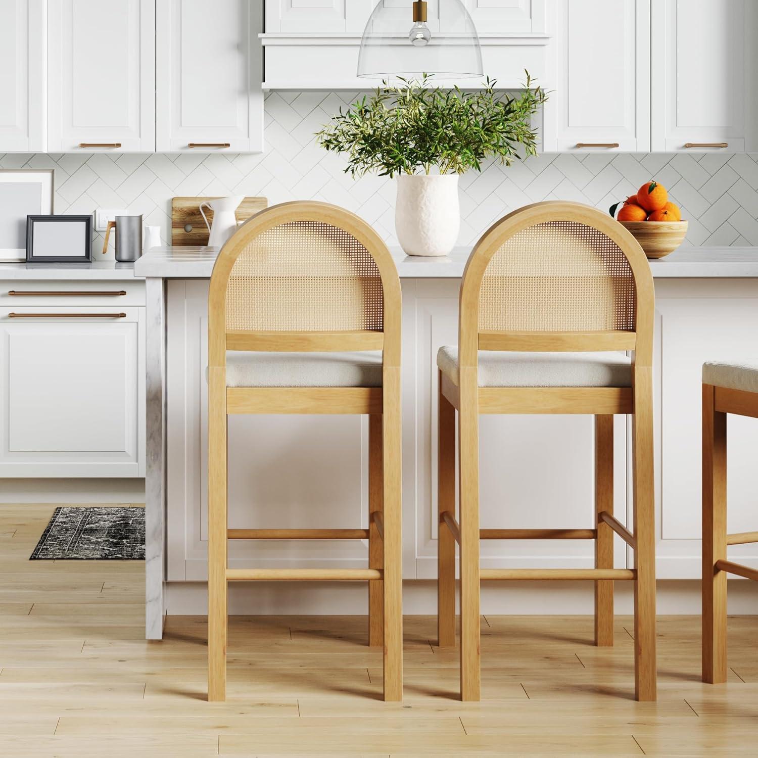 Nathan James Bailey Upholstered Counter Stool with Solid Wood Frame
