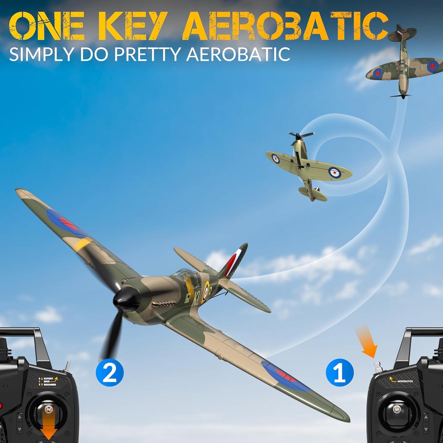 Open Box 4-CH Spitfire One Key Remote Control Airplane with Xpilot Stabilizer