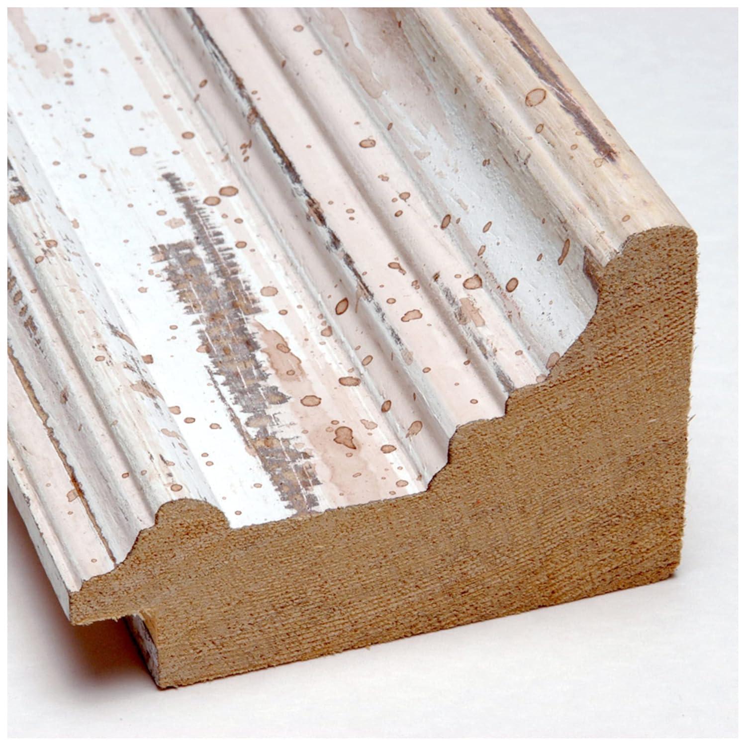 Amanti Art Alexandria White Wash Beveled Wood Wall Mirror 29.25 x 41.25 in.