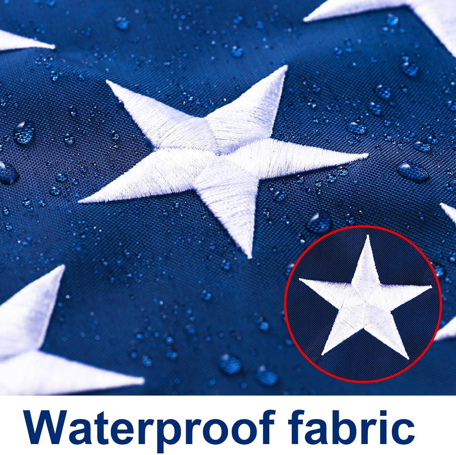 Heavy Duty 3x5 FT American Flag with Embroidered Stars