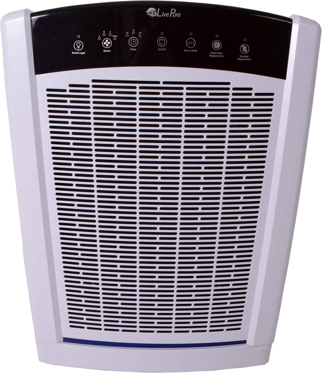 LivePure LP550 Air Purifiers for Home Large Room and Bedroom. True HEPA Air Purifier for Pets, Odors, Allergens, Smoke, Dust, VOC's. 4 Fan Speeds,