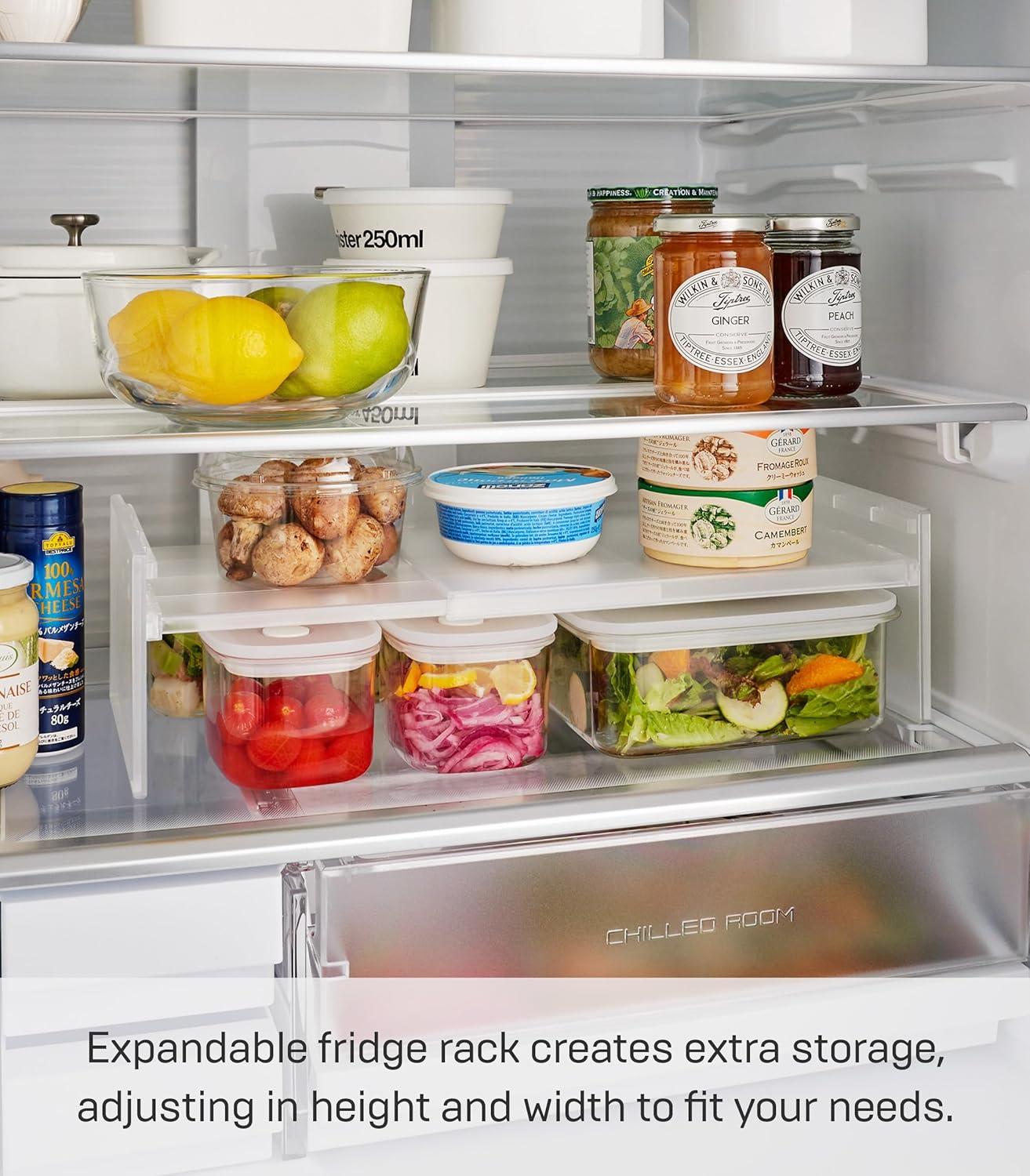 Yamazaki Home Expandable Refrigerator Riser Shelf, Plastic, Expandable