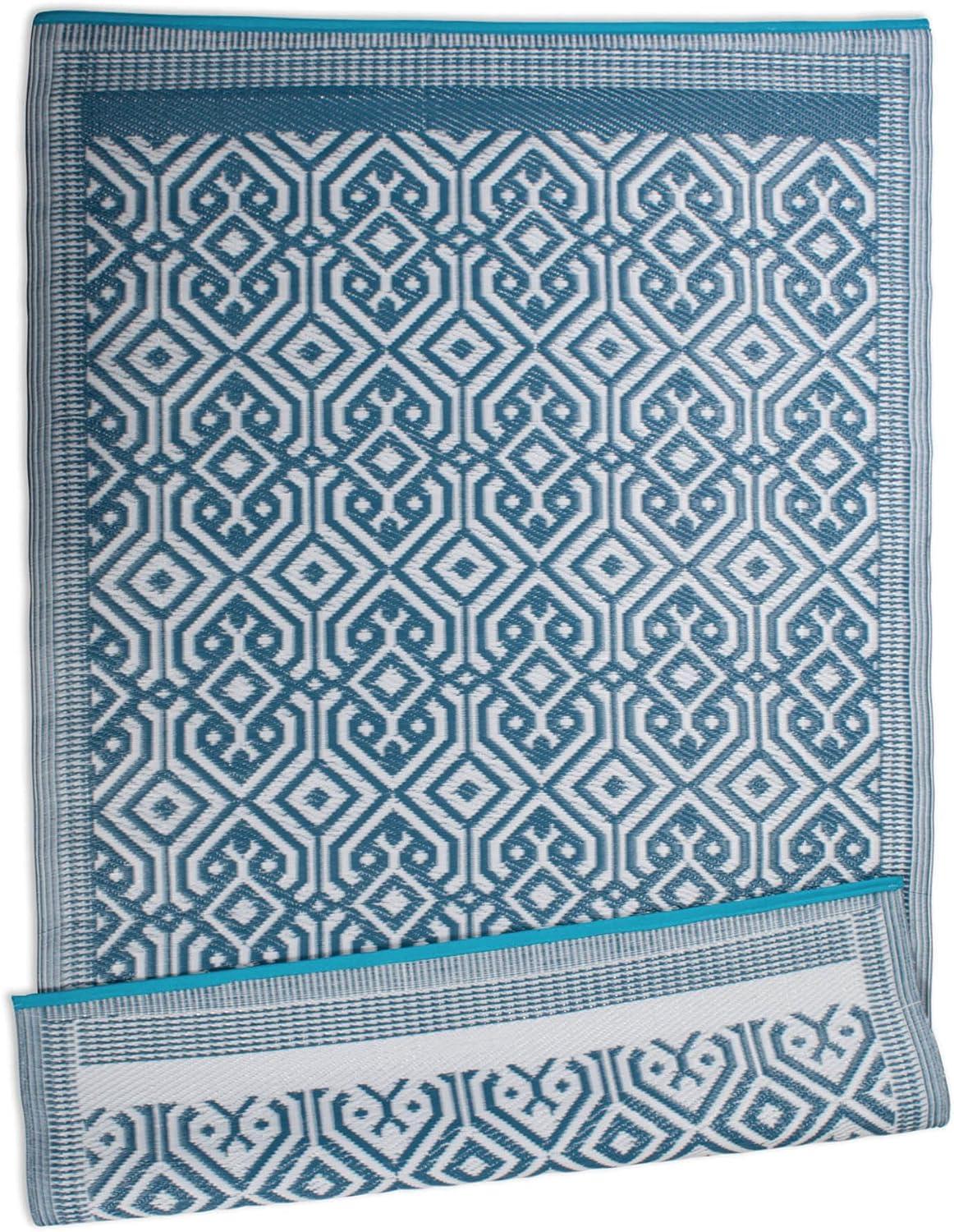 DII Outdoor Rug Collection Reversible Modern Moroccan Woven Mat, 4 x 6', Blue