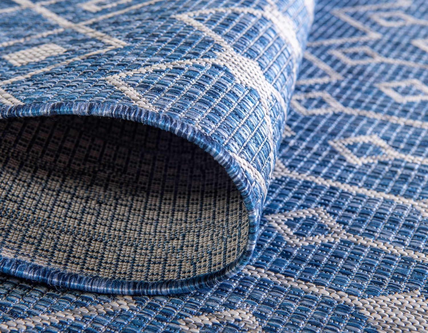 Unique Loom 7' 0 x 7' 0 Octagon Indoor/Outdoor Trellis Blue Area Rug